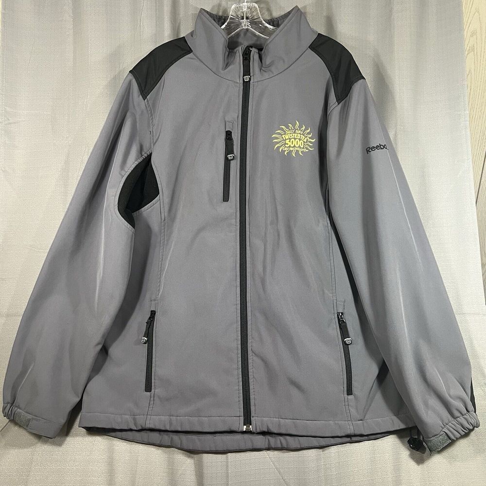 Reebok Men's Soft shell Transition Jacket fleece lined Gray zip‎ up 2XL READ!!
